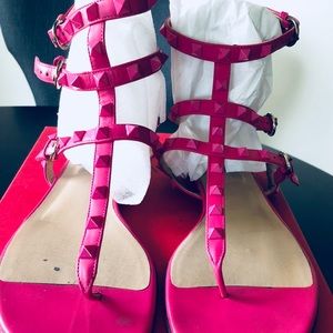 Valentino Pink Rockstud Gladiator Sandal